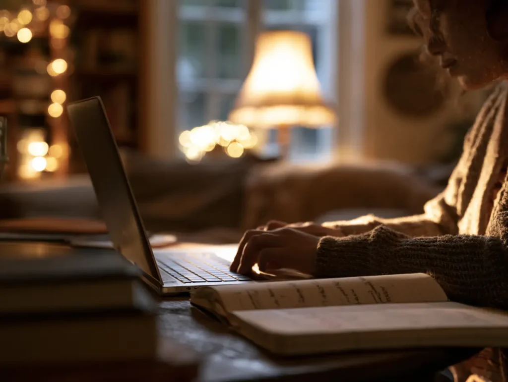 Person checking a company's SSM business registration on a laptop before hiring an interior designer in Malaysia