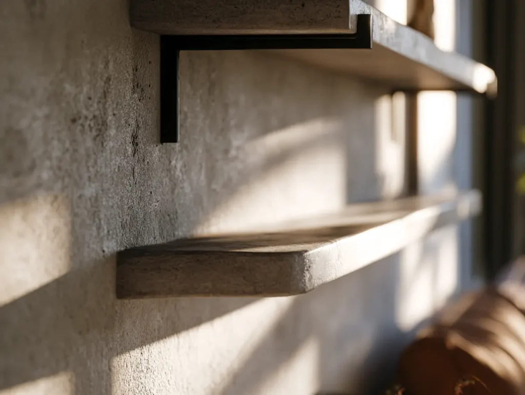 Microcement concrete-effect feature wall behind a sofa in a Malaysian industrial-style living room